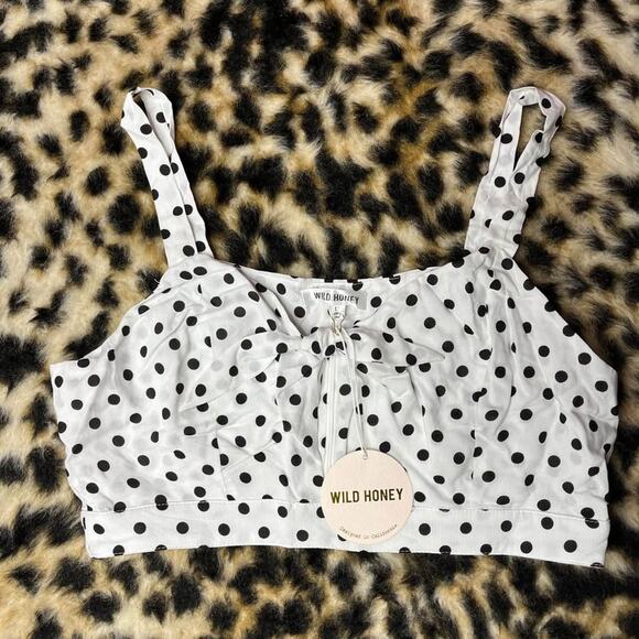 NWT Wild Honey Polka Dot Crop Top L - Picture 1 of 5